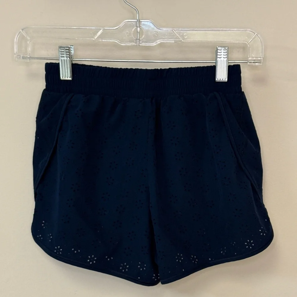 DSG: (2) Pair of Girls Athletic Shorts, Eyelet in Navy & Black, Size M (10-12)